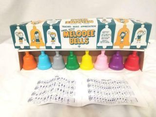 Vintage Swiss Style Rainbow Melodee Bells Trophy Music Company W/ Songbook