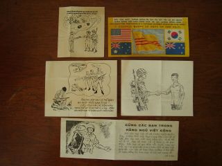 Old Vintage Vietnam War Armed Forces Safe Conduct Pass & Propaganda Leaflets