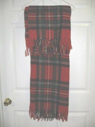 Vintage Troy Robe Green And Red Plaid Stadium Blanket Throw Usa