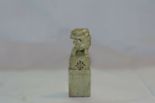 Vintage Chinese Hand Carved SHOUSHAN Soap Stone Foo Dog Wax Seal Stamp w/ Case 4