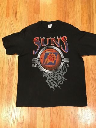 Vintage 90s Phoenix Suns Nba Basketball T - Shirt Xl Tee Usa Spell Out Logo Vtg