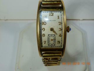 Vintage Hamilton Watch 19 Jewel Curved Lens M63937 14k Gold Filled