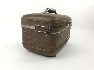Vintage American Tourister Train Case Cosmetics Suitcase Combo Lock Brown 4