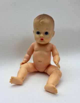 Vintage 1950s Baby Ginnette With Painted Eyes - Vinyl 8” Baby Doll Wets