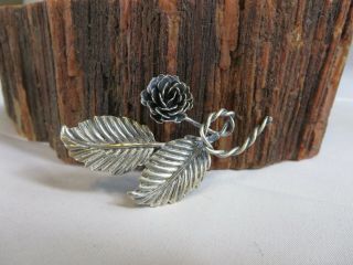Vintage Sterling Silver Wire Wrapped Rose Leaf Brooch 5.  7 Grams