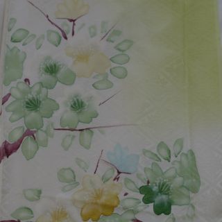 Japanese vintage kimono silk fabric Hand Painted Cherry Blossom (b) 2