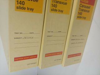 3 Vintage Kodak Carousel Transvue 140 Slide Trays in Boxes 4