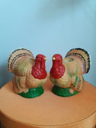 Vintage Russ Berrie Turkey Candle Holder Ceramic Figurine Thanksgiving