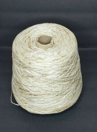 White Brown 2.  9 Lbs Cone Yarn Knitting Machine Vintage