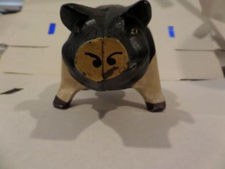 Vintage Cast Iron Black & White Pig Bank Weight Is Almost 4 Lbs