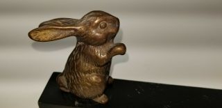 Rabbit Brass Door Stop Wedge Black Wood Pivots Easter Bunny Decoration Vintage