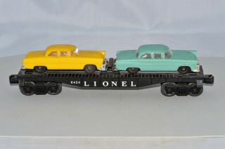 Vintage Lionel Postwar 6424 Flat Car With Yellow & Blue Cars O Scale