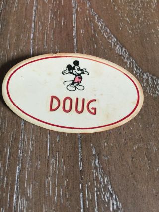 Vintage Walt Disney World Cast Member Name Tag Badge Pin Mickey Mouse Doug