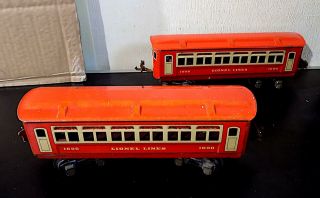 Vintage Tinplate O Gauge Railway Lionel Lines No.  1690 Pullman Carriages X 2.