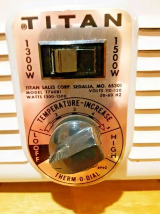 Vintage Titan Milkhouse Heater T760B1 Portable Dual 1300/1500 Watts 2