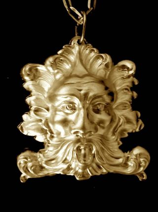 Vintage Mythical God Gargoyle Gothic Art Deco 1930s Necklace Piece