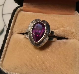 Vintage Sterling Silver Tourmaline Ring Marked 925 - Size 8