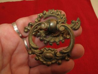 Pair Vtg Antique Brass Ornate Victorian Drawer Pulls Handles Lovely 19th C