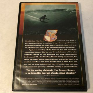 Five Summer Stories Rare DVD Surf Movie Hawaii OOP Out of Print Vintage 1994 2