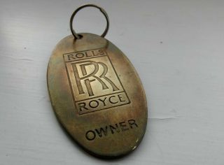 Large Vintage Brass " Rolls - Royce Owner " Key Ring,  Suitable For An Early Car