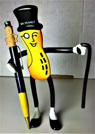 Vintage 1991 Bendable Mr Peanut And Mechanical Pencil