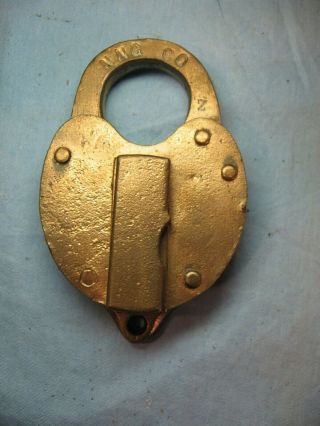 Vintage Brass Padlock Marked Nng Co Z 1953