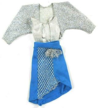Barbie Vintage Superstar Era Silver Bolero Jacket & Top Blue Skirt w/Silver 2