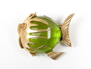 Marcel Boucher 1144p Lime Green Jelly Belly Puffer Fish Brooch Pin Vintage Rare