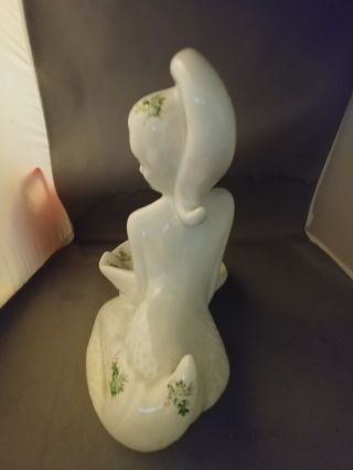 Vintage Ceramic Nude Mermaid soap or candy dish Green Flowers 4