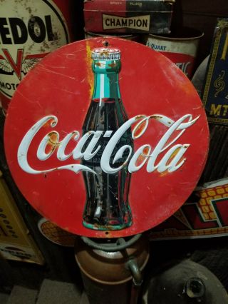 Vintage Old Coke Cola Metal Sign Gas Station General Store Embossed