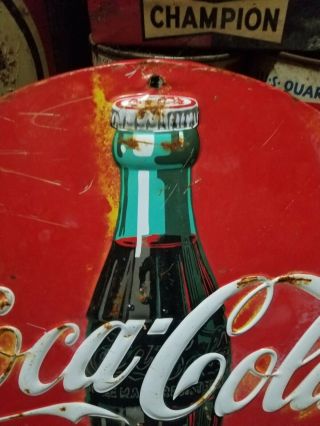 vintage old Coke cola metal sign gas station general store embossed 2