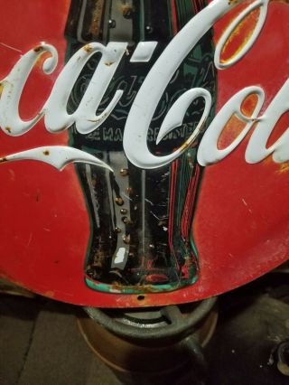 vintage old Coke cola metal sign gas station general store embossed 3