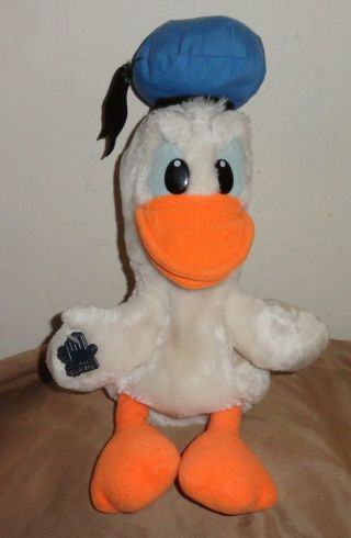 Vintage Applause Disney Donald Duck Puppet Plush,  White Orange Full Body Hat 12”