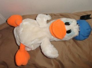 Vintage Applause Disney Donald Duck Puppet Plush,  White Orange Full Body Hat 12” 3