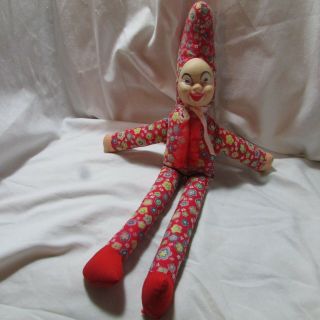Vintage Carnival Prize Toy,  Rubber Face Clown,  Fabric Plush Body,  Misprint Face