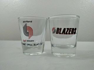 Vintage Nba Portland Trailblazers Shot Glasses (2) One Old Logo