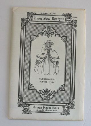 Bhd 432 - Brown House Dolls Easy Sew Designs Uncut 19 " - 20 " Vintage Sew Pattern