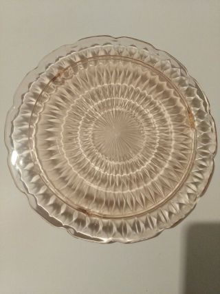 Vintage Pink Depression Glass Flat Cake Plate 10 3/8  Across Footed