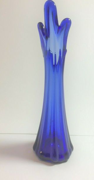 Vintage Viking Epic Glass Swung Vase Cobalt Blue 10 " Hand Blown Depression