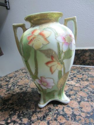 Vintage Nippon Hand Painted Vase With Handles