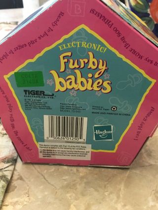 Vintage Furby Babies Box 1999 Tiger Hasbro Purple Green 7