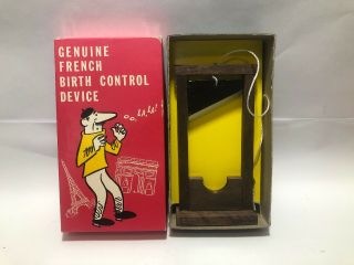 Vintage French Birth Control Device 1969 Gag Gift Guillotine Wood Penis
