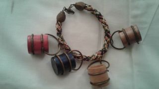 Vintage Wooden Bucket Necklace And Bracelet