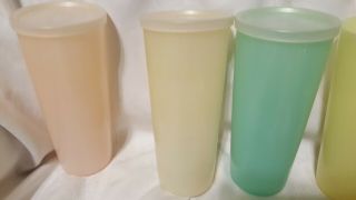 Tupperware Vintage 6 Pastel 16 oz Tumblers Cups 107 & 5 116 - 10 oz & some Lids 7