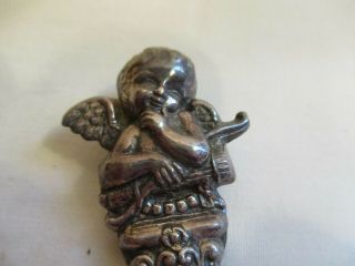 Vintage Sterling Silver Pin Cherub On A Column Marked Sterling Patina