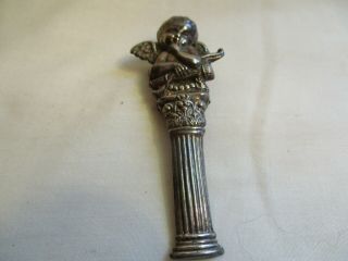 VINTAGE STERLING SILVER PIN CHERUB ON A COLUMN MARKED STERLING PATINA 2