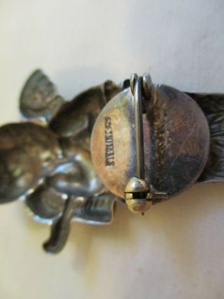 VINTAGE STERLING SILVER PIN CHERUB ON A COLUMN MARKED STERLING PATINA 3