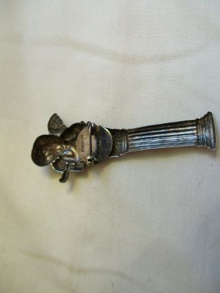 VINTAGE STERLING SILVER PIN CHERUB ON A COLUMN MARKED STERLING PATINA 4