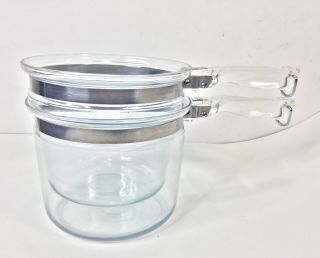 Vintage Glass Pyrex Flameware 6283 Double Boiler Set 1 1/2 Quart No Lid