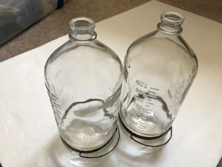 Set Of 2 Vintage Glass WW2 Medic Dr 1000 IV Blood Plasma Bottle Hanging Wire 2